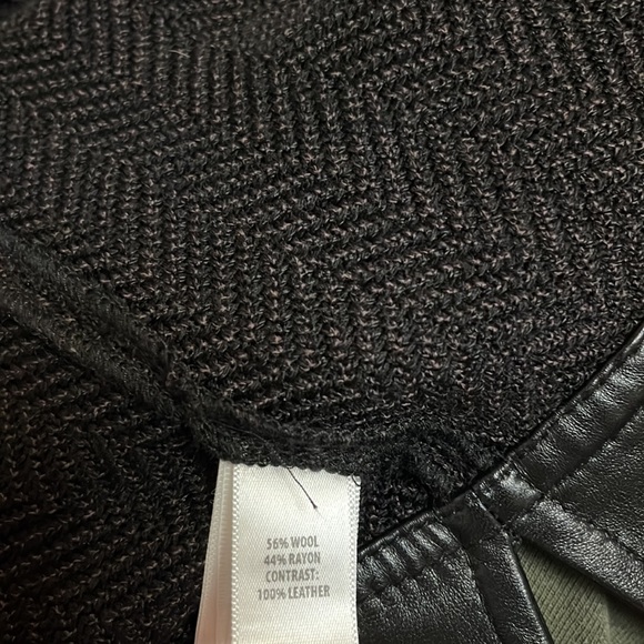 St. John Knit Leather Trimmed Sweater Jacket - Picture 7 of 7